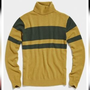 Todd Snyder 100% Cashmere Turtleneck Sweater Yellow Green Stripe Size M NWT